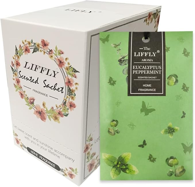 LIFFLY 14 Packs Eucalyptus Peppermint Scented Sachets Bag fit Drawers and Closets Long Lasting
