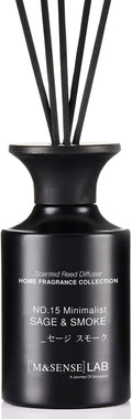M&SENSE Reed Diffuser Set, 10.14 fl oz Large Reed Diffuser, Sage & Smoke Scented with Natural Essential Oils, Long Lasting with 7 Sticks, Non-Toxic Home Fragrance Reed Diffuser for Bedroom, Bathroom