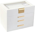 BOOVO Jewelry Boxes for Women, White and Black 4 Layer Large Jewelry Box for Necklace, Bracelet, Earrings, Rings Storage, Jewelry holder Organizer for Girls Gift (Clear White, 4 layer)