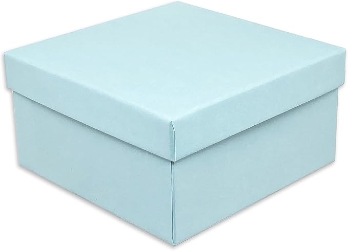 TheDisplayGuys - 25-Pack #34 Cotton Filled Cardboard Paper Jewelry Boxes Gift Case - Pearl Teal (3.9" x 3.9" x 2.0") - for Shipping or Storage
