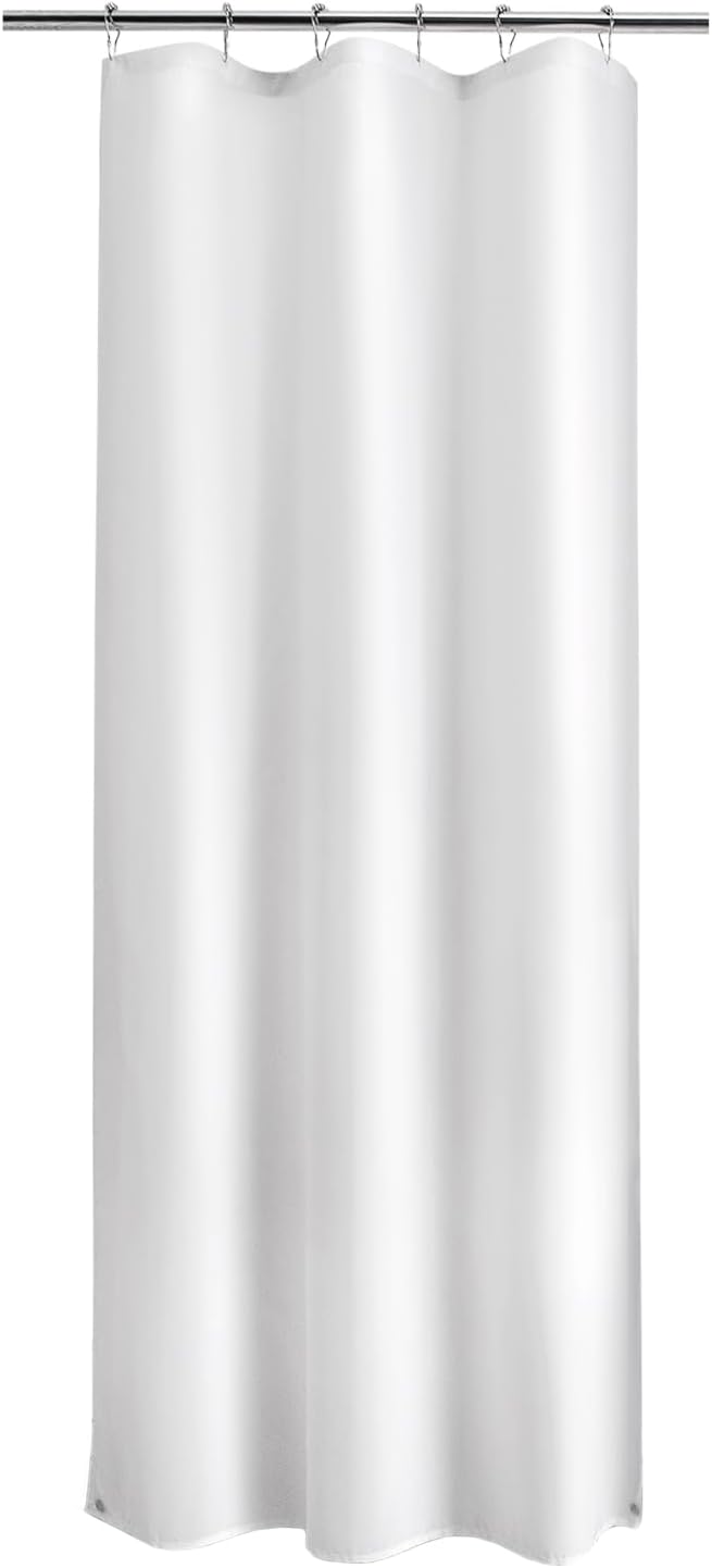 Titanker Small Stall Shower Curtain Liner Washable, 36 x 72 Inches, White Fabric Stall Shower Liner with 2 Magnets, Waterproof RV Shower Liner Soft Lightweight Polyester, White