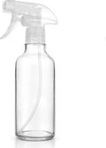 Hethyo Glass Spray Bottles 12oz Empty Spray Bottle Mist/Stream Spraying Small Refillable Containers for Hair Care, Cleaning Solutions, Plants, Essential Oils 1 Pack (Clear-1, 12oz)