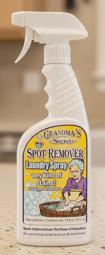 Grandma's Secret Spot Remover Laundry Spray - Chlorine, Bleach and Toxin-Free Fabric Stain Remover for Clothes - Removes Oil, Paint, Blood and Pet Stains - 16 Oz, 2 Pack