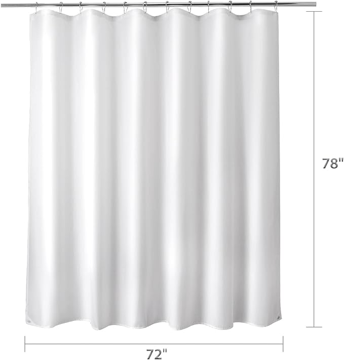 Titanker Fabric Shower Curtain Liner Washable, 72 x 78 Inches, White Shower Liner Fabric with 2 Magnets, Polyester Long Bathroom Shower Curtain Liner Waterproof Soft Lightweight, White