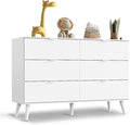 WLIVE White Dresser for Bedroom, 47'' Wide 6 Drawer Wooden Chest of Drawers, Modern Dresser Storage Organizer, TV Stand for 55 inch TV, for Living Room, Hallway, Closet