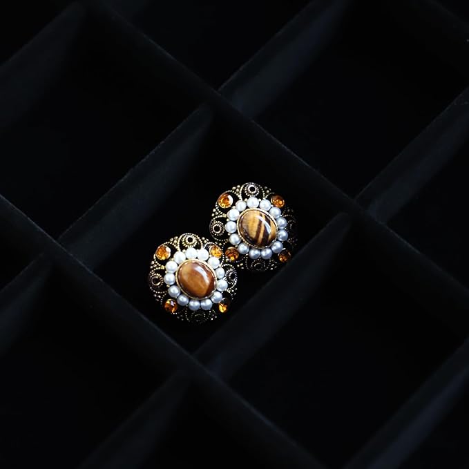 Wudygirl Jewelry Organizer 30 Grid Jewelry Tray with Lid Earring Holder Organizer for Women Ring Earring Bracelet Holder Storage (Pu Black)