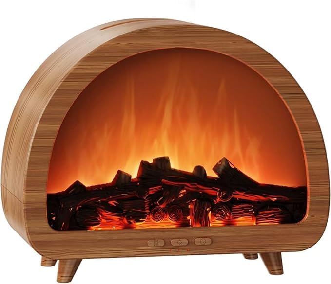 Diffuserlove Fireplace Essential Oil Diffuser Flame Aromatherapy Scent Diffuser Oil Machine Cool Mist Humidifier Colorful Fake Fire Difusor Air Diffusers for Home Room Desk Bedroom