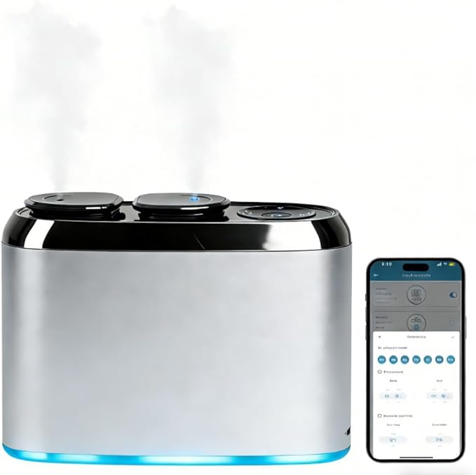 Waterless Essential Oil Diffuser Upgrade 50ml x 2 Types Scent Diffusers, Portable Wireless Aroma Air Machine, Smart App & Button Control Fragrance for Large Room, Bathroom, Office, Camping