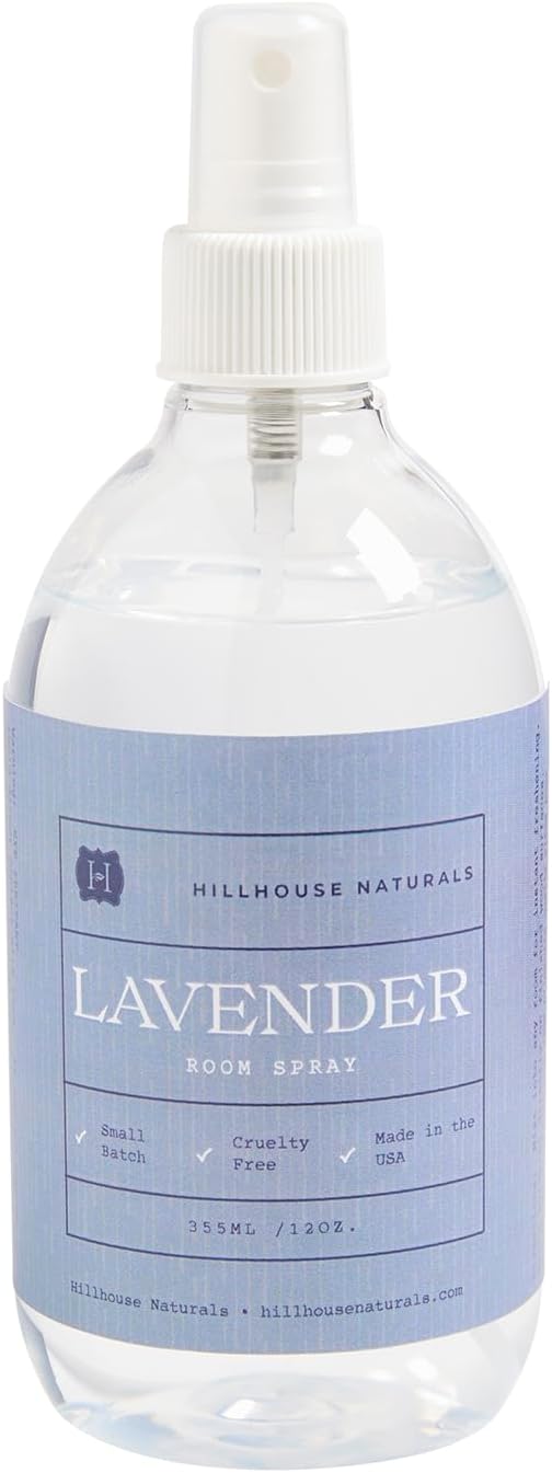 Hillhouse Naturals Lavender Room Spray 12 fl. oz. - Soothing Lavender & Eucalyptus Essential Oils - Relaxing Aromatherapy Mist for Home to Freshen Rooms. Made in the USA