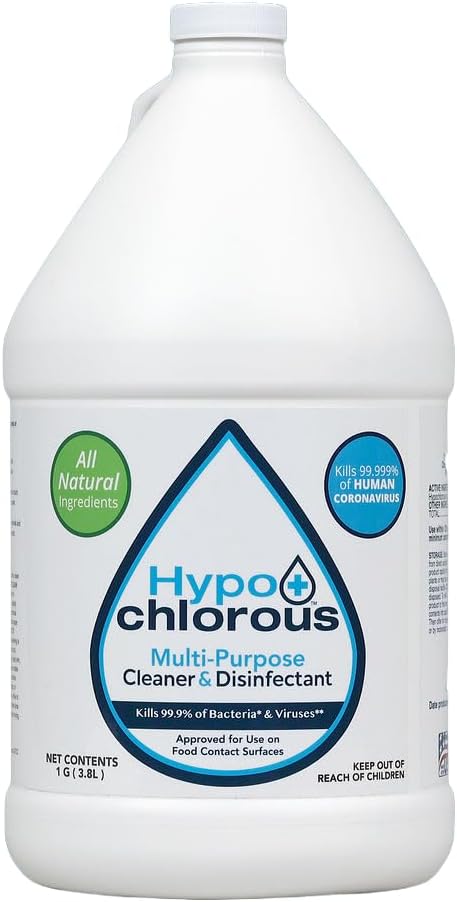 Hypo+Chlorous Hypochlorous Acid Spray For Home 1 Gallon - Cleaner & Disinfectant – Safe for Kids & Pets – Multi-Purpose Hypochlorous Acid Cleaner – Eco-Friendly HOCl Spray