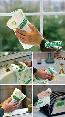 Gleen 3817 Green Cleaning Cloth 16-inch by 16-inch, 5 Pack