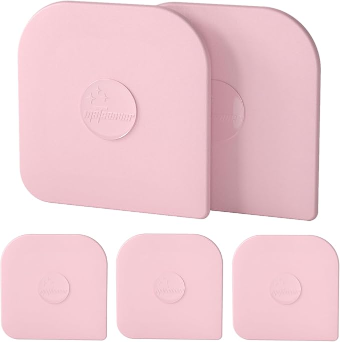 Pan Scraper, 5 Pcs Pot Scraper Plastic, Pot Scraper Non Scratch for Cast Iron, Pot and Pan Cleaning, Sturdy Scraper Kitchen Tool, Pink