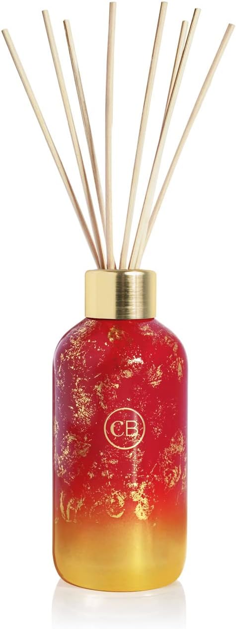 Capri Blue Glimmer Reed Diffuser Set - Includes Diffuser Sticks, Scented Oil, and Decorative Glass Bottle - Home Decor Room Freshener - Capri Blue Home Fragrance - Apple Cider Social (8 fl oz)