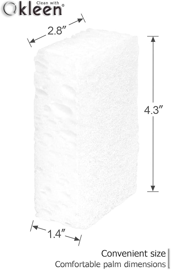 Okleen White Multi Use Scrub Sponges. Made in Europe. 9 Pack, 4.3x2.8x1.4 inches. Odorless Delicate Scrubber for Kitchen and Household Cleaning