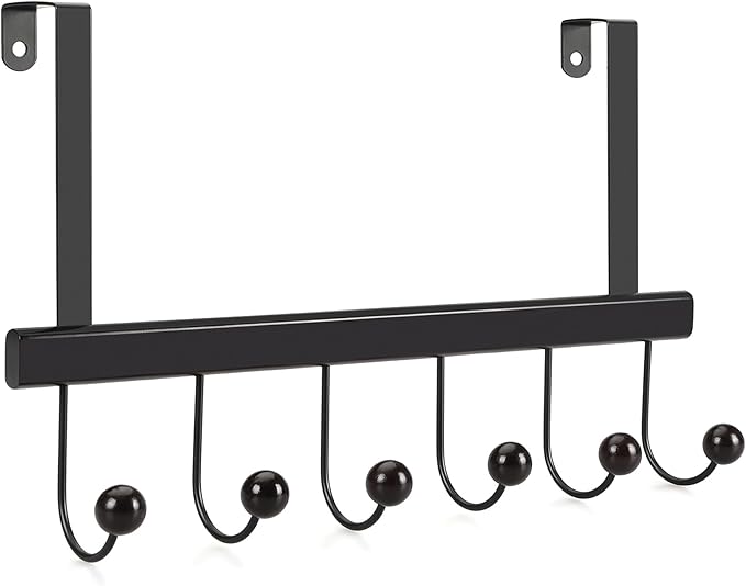 TOPIA HANGER Over The Door Hooks for Hanging, Towel Hooks Towel Racks for Bathroom, Coat Hooks Coat Rack Over The Door Organizer Hanging, Wooden Door Hangers for Coat Towel Hat Purse CT71B