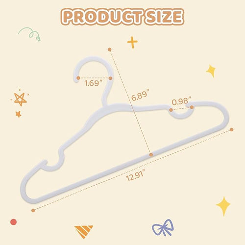100 Pack White Baby Hangers 12.91 Inch - Kids Non-Slip Clothes Hangers for Infant & Child, Durable Plastic Children's Hangers for Closet, Pants, Coats, Skirts