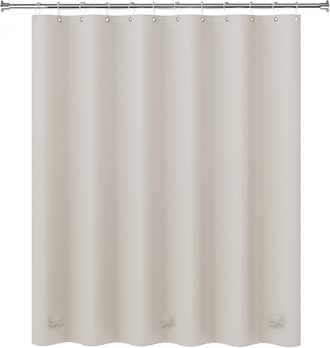 AmazerBath Thick PEVA Shower Curtain - Tan, Waterproof 72x72, Heavy Duty with 3 Weighted Stones and 12 Grommets