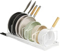 Mnftive pots and pans organizer under cabinet,pot lid organizers inside cabinet holders for kitchen,Horizontal and vertical pulling modes,cast iron storage (White vertical pull-out)