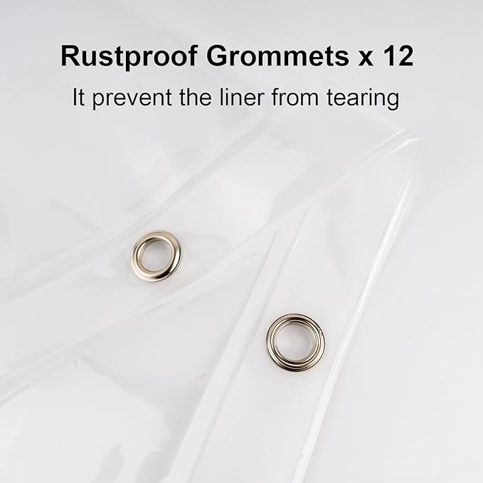 EurCross Clear Shower Curtain Liner 72x76inches Long with 5 Magnets, Heavy Duty Weighted Thick PEVA Shower Liner, Transparent Plastic Shower Curtain for Bathroom with 12 Metal Grommets