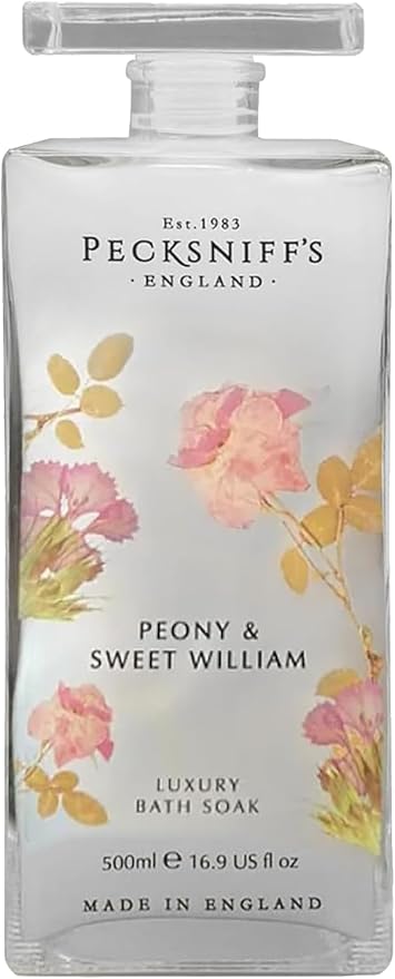 Pecksniff's Peony & Sweet William Bath Soak Decanter | 500ml/16.9 Fl Oz