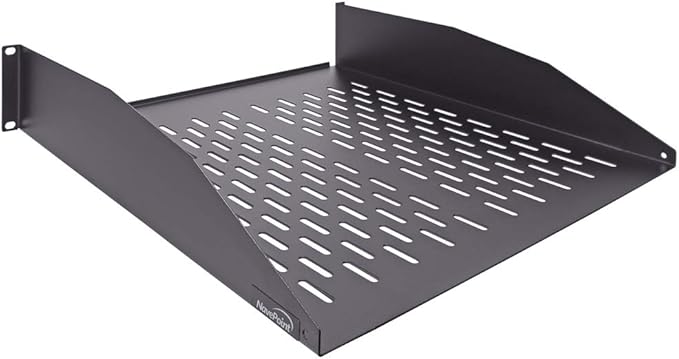 Navepoint 2U 19-Inch Universal Vented Rack Mount Cantilever Server Cabinet Shelf 18-Inches Deep with Lip Black