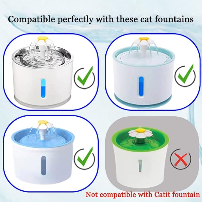 4/12/16 Pack Cat Water Fountain Filters, Cirfifth Triple Filtration System Pet Cat Fountain Filter Replacement for 84oz/2.5L Automatic Cat Fountain (12 Pack)