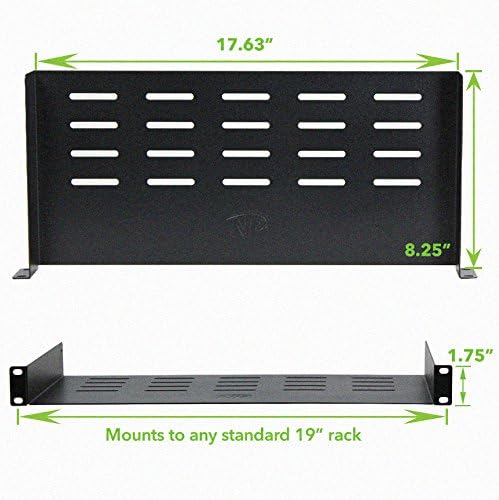 NavePoint Universal Rack Tray Vented Shelves 1U Black 8 Inches (210mm deep) No Lip
