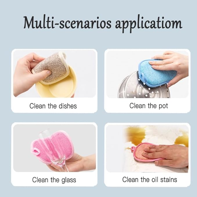 Kitchen Sponge,Dish Sponge,Scrub Sponges Cleaning Supplies,Sponges for Dishes Stainless Steel Wire to Remove Stubborn Stains,Durable Thickening 6-Pack