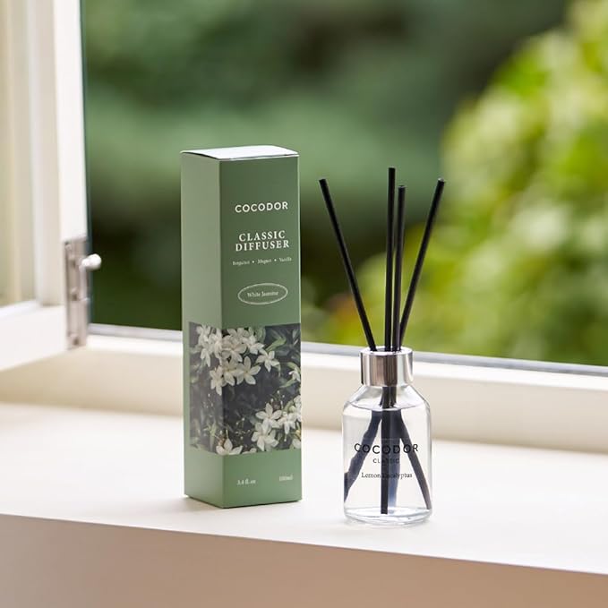 COCODOR Classic Reed Diffuser/Cashmere Vanilla/3.4oz(100ml)/1 Pack/Home Fragrance Scent Essential Oil Stick Diffuser for Bedroom Bathroom Home Décor