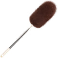 iHUFeather Extendable Lambswool Duster Stainless Steel Handle 133" Removable Feather Duster for Cleaning Ceiling Fans Interior Roof Furniture, Brown