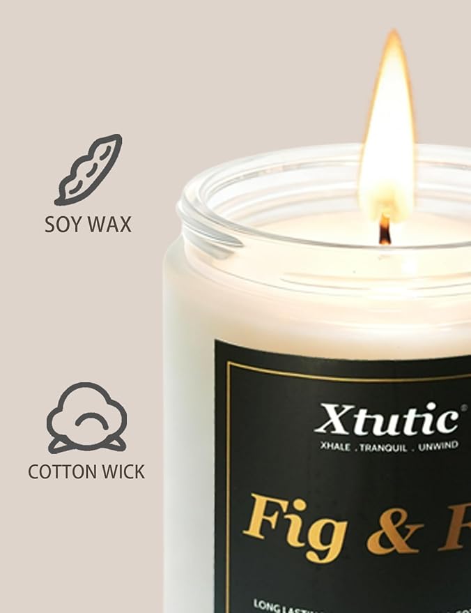 Scented Soy Candles, 7oz in White Frosted Jar - 50-Hour Burn Time, Aromatherapy Candle for Home Decor, Cozy Gifts for Any Occasion,Ideal Gifts for Women(Fig & Fir)