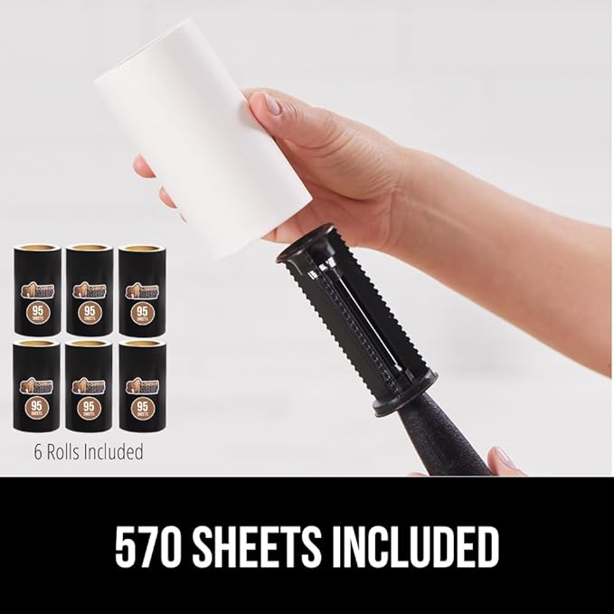 GORILLA GRIP Extra Grippy Lint Rollers, 570 Large Easy Tear Sheets, 3 Comfort Handles + 6 Refillable Rolls Included, Pet Hair Remover Brush, Clothes Furniture, Dog, Cat Animal Friendly Reusable Roller