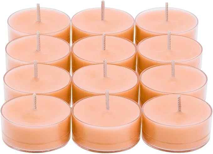 PartyLite Set of 12 Tea Lights Candles, Sweet Peach and Orange Zest Scent, Aromatherapy Scented Candles Gift Set, Up to 4 to 6 Hours Burn Time