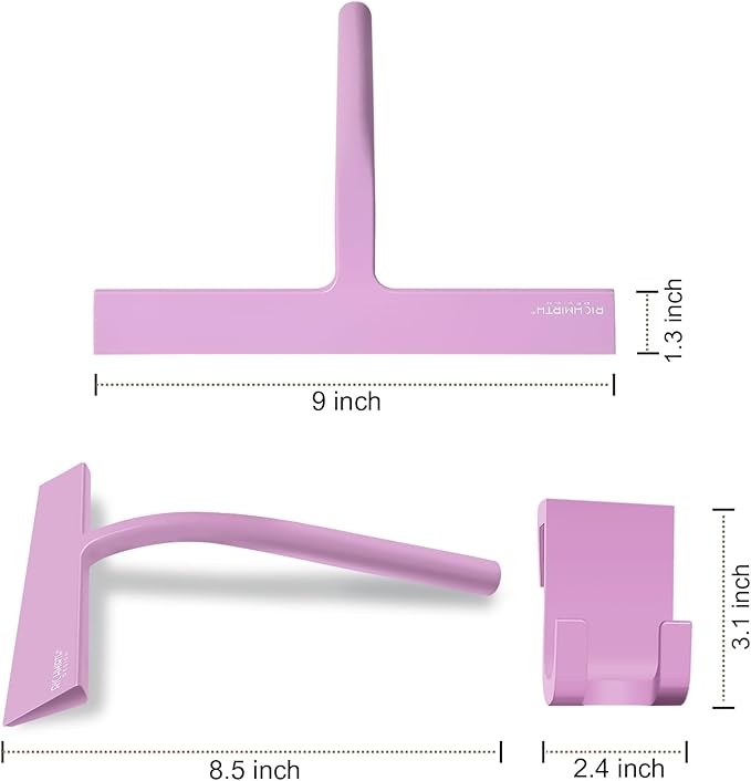 RICHMIRTH Silicone Rubber Blade Shower Squeegee 9" in Width Window & Car Squeegee - Pink