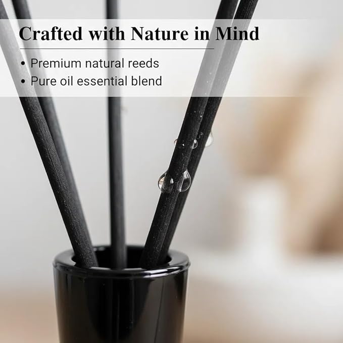 Reed Diffuser Set-Oud&Bergamot-Strong Scent, Long-Lasting Evaporation with Natural Reed Sticks & Essential Oils, Elegant Fragrance for Bathroom Bedroom Office Decor Air Fresh-Ideal Gifts