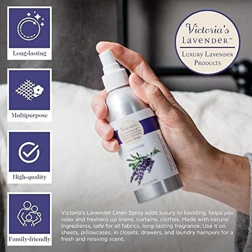 Victoria's Lavender Linen Spray - Aromatherapy Pillow Mist & Linen Spray for Bedding, Soothing Lavender Essential Oil Pure Blend for Bed & Pillows, Relaxing, Handmade in the USA - 3 Pack, 8 oz