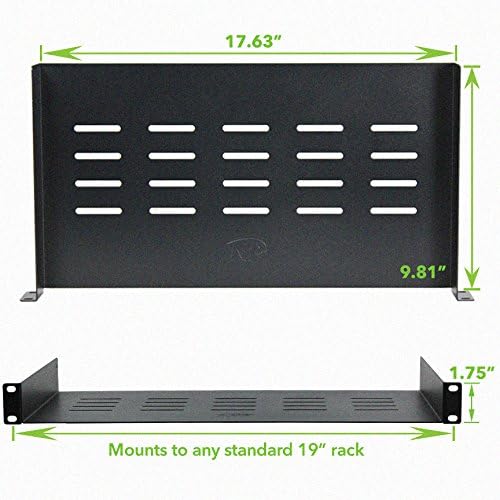 NavePoint Universal Rack Tray Vented Shelves 1U Black 10 Inches (250mm deep) No Lip