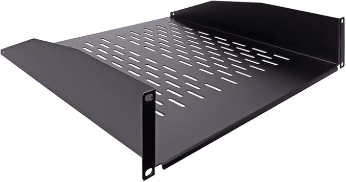 NavePoint 2U 19-Inch Universal Vented Rack Mount Cantilever Fixed Server Cabinet Shelf 16-Inches Deep Black