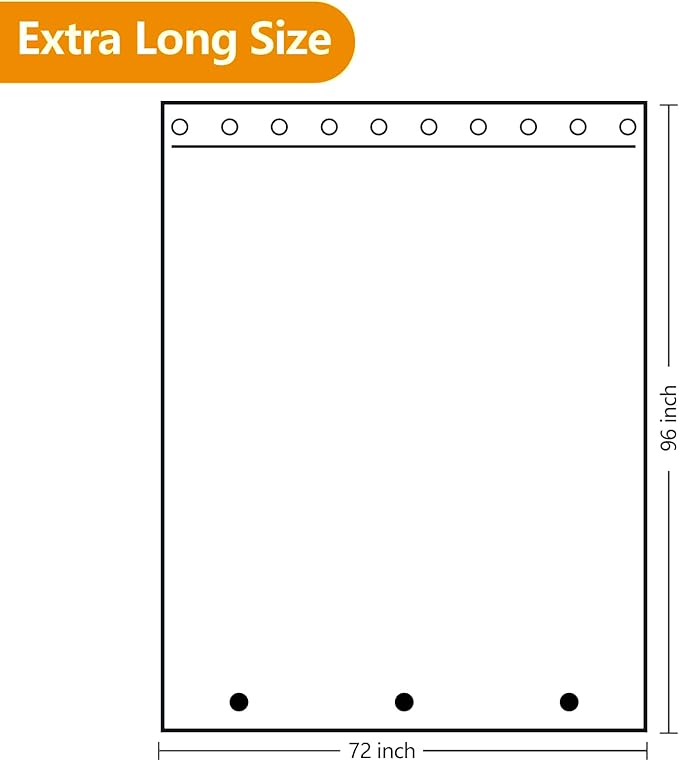 Waterproof Fabric Shower Curtain Liner Extra Tall 96 Inch with 3 Weighted Magnets, White Cloth Shower Liner Washable, 72'' x 96'' Extra Long Shower Curtain Lightweight for Bathroom