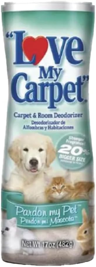 6 Love My Carpet | Carpet Deodorizer & Freshener Powder | 17 oz Pet Odor Eliminator for Strong Odor & Pet Urine | PARDON MY PET | Safe for Homes with Pets