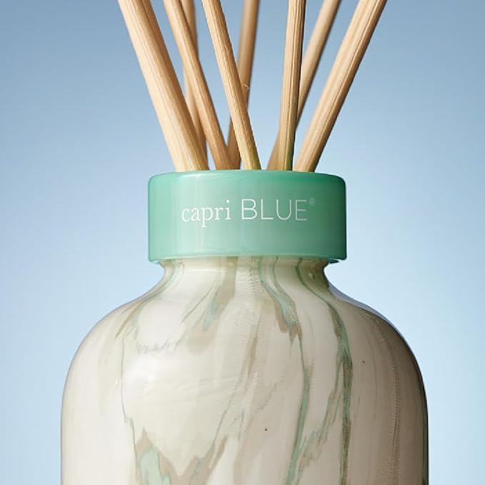 Capri Blue Modern Marble Reed Diffuser Set - Includes Reed Diffuser Sticks, Scented Oil & Glass Bottle - Luxury Scents for Bedroom Decor & Bathroom Air Freshener - Coconut Santal (5.7 fl oz)
