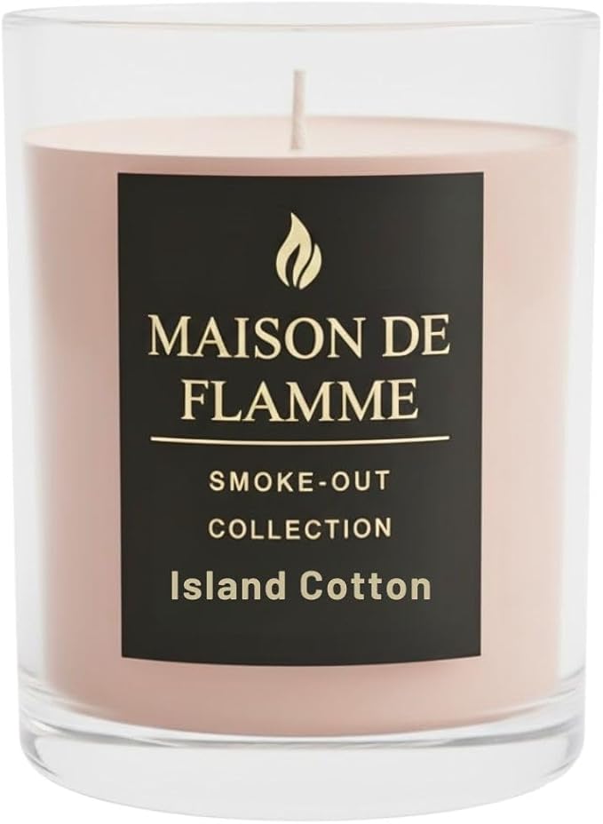 Island Cotton Scented Candle – 150g / 5.3 oz Soy Wax Blend, Hand-Poured Candle with Cotton Wick & 10% Fragrance Load – Fresh Clean Cotton & Linen Home Candle for Bedroom & Bathroom