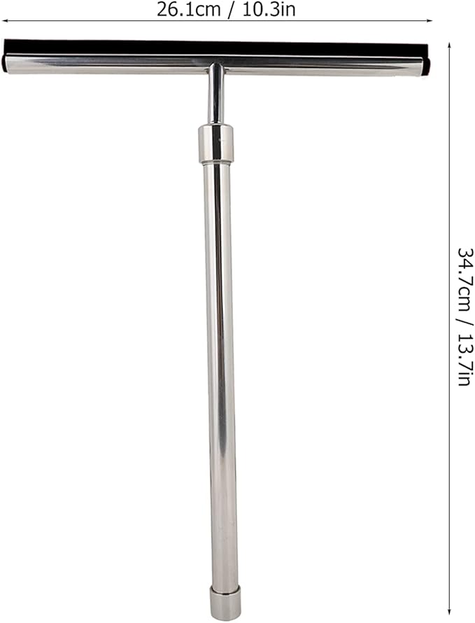 Extendable Stainless Steel Squeegee Telescoping Shower Glass & Window Cleaner with Scraper Blade for Bathroom Car Mirror Tile Professional Reach Tool with Adjustable Handle