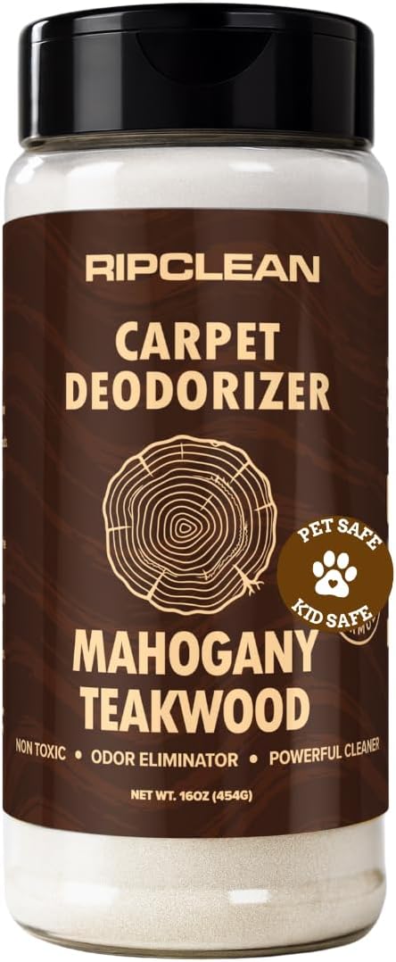 Ripclean Carpet Deodorizer & Freshener Cleaning Powder, Odor Eliminator for Strong Odors & Homes w/Pets, Safe around Kids & Pets, Use on Carpet, Rugs, Upholstery & More (16 Ounce, Lemon)