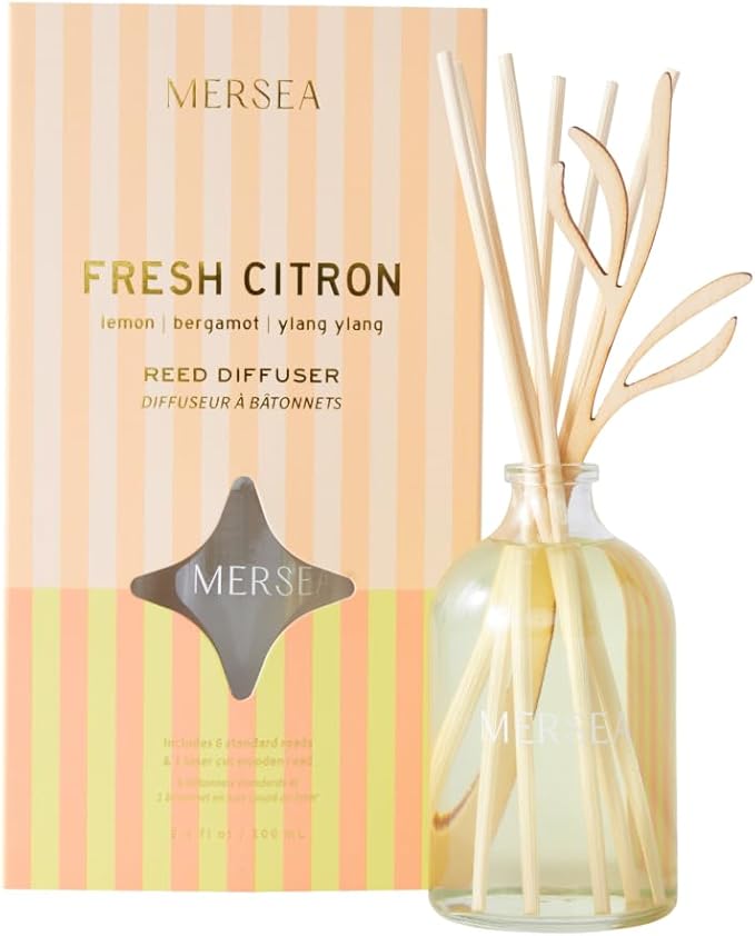 MERSEA Fresh Citron Bamboo Reed Diffuser, Scented Glass Oil Diffuser (3.4 fl oz)