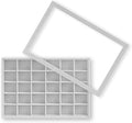 Wudygirl Jewelry Organizer Velvet Jewelry Tray with Lid Earring Holder Organizer Drawer Insert 30 Gird Earring Tray Ring Storage for Women Adjustable (Gray)