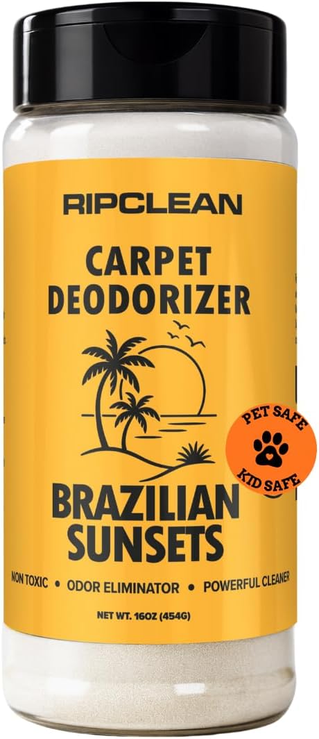 Ripclean Carpet Deodorizer & Freshener Cleaning Powder, Odor Eliminator for Strong Odors & Homes w/Pets, Safe around Kids & Pets, Use on Carpet, Rugs, Upholstery & More (16 Ounce, Lemon)