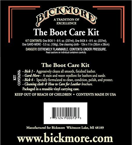 Bickmore Boot Care Kit - Bick 1 Bick 4 & Gard-More - Leather Lotion Cleaner Conditioner & Protector - For Cleaning Softening and Protecting Boots Shoes Handbags Purses Jackets and More