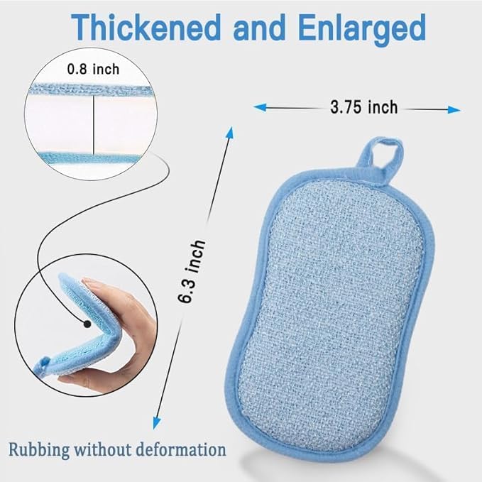 Kitchen Sponge,Dish Sponge,Scrub Sponges Cleaning Supplies,Sponges for Dishes Stainless Steel Wire to Remove Stubborn Stains,Durable Thickening 6-Pack