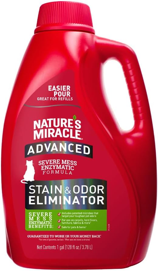 Nature’s Miracle® Advanced Stain & Odor Eliminator, 128 fl oz, Fresh Scent, Severe Mess Enzymatic Formula for Tough Pet Messes